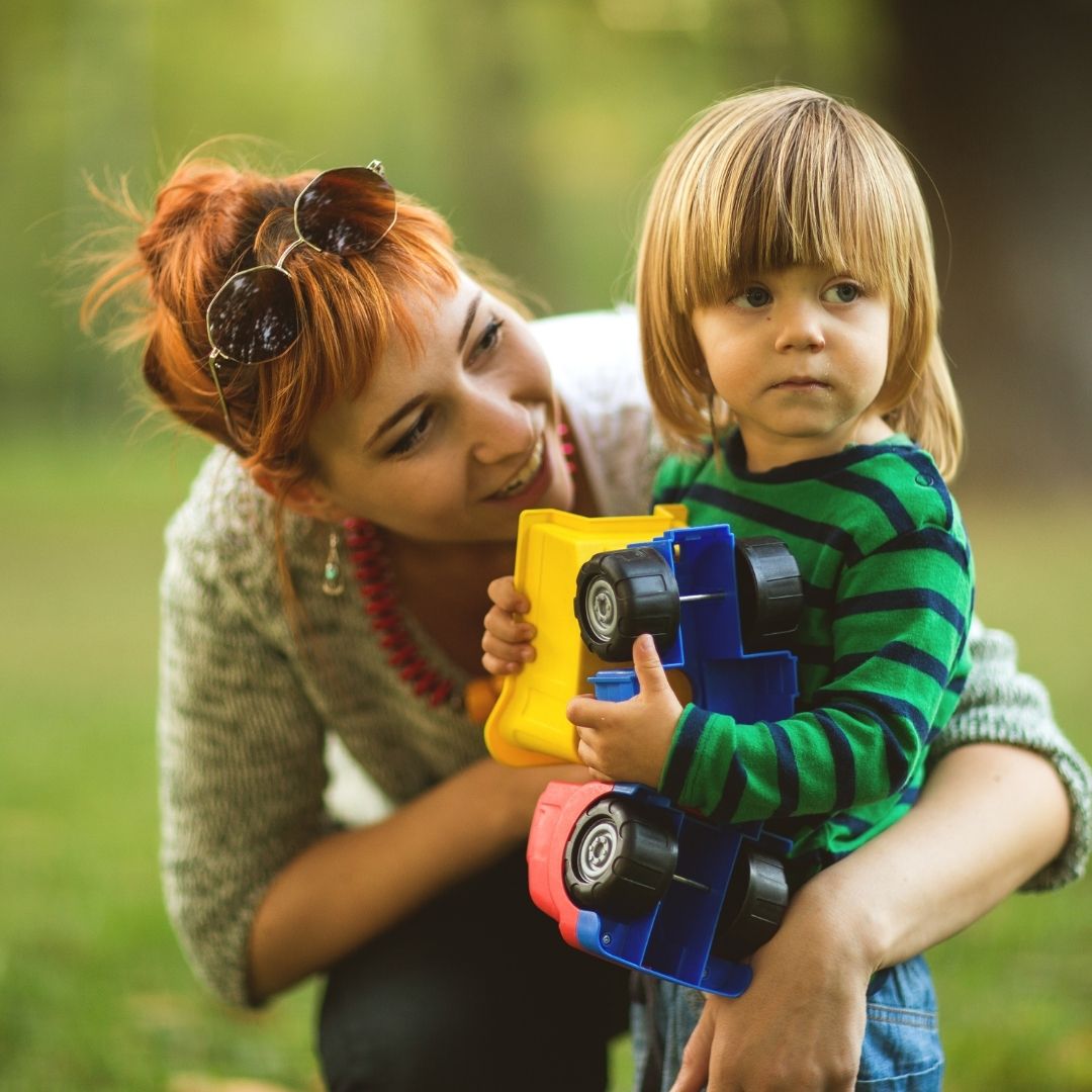 mom talking to child