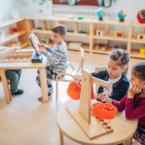 children learning to count, weigh things, and tell time